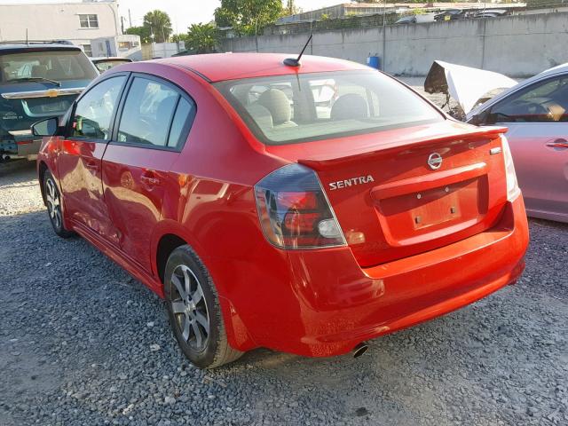 3N1AB6AP4CL706282 - 2012 NISSAN SENTRA 2.0 RED photo 3