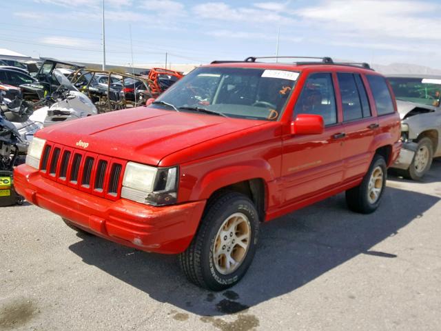 1J4GZ78S4VC737916 - 1997 JEEP GRAND CHER RED photo 2