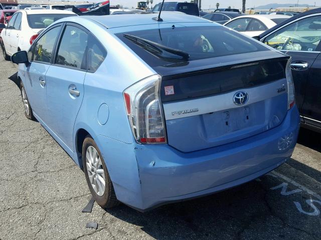 JTDKN3DP1E3055369 - 2014 TOYOTA PRIUS PLUG BLUE photo 3