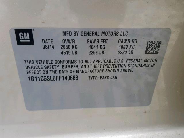 1G11C5SL8FF140683 - 2015 CHEVROLET MALIBU 1LT 金色 照片 10