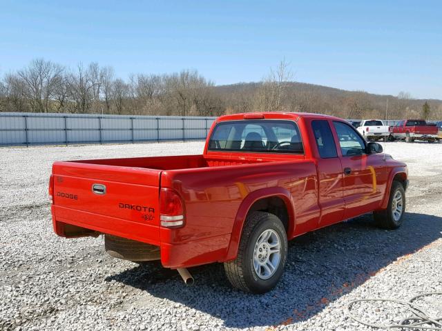 1D7GL12K14S639157 - 2004 DODGE DAKOTA SXT RED photo 4