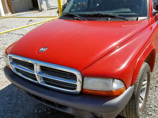 1D7GL12K14S639157 - 2004 DODGE DAKOTA SXT RED photo 9