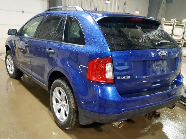 2FMDK4GC7DBA77807 - 2013 FORD EDGE SE BLUE photo 3