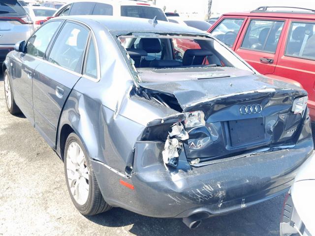 WAUAF78E78A145809 - 2008 AUDI A4 2.0T GRAY photo 3