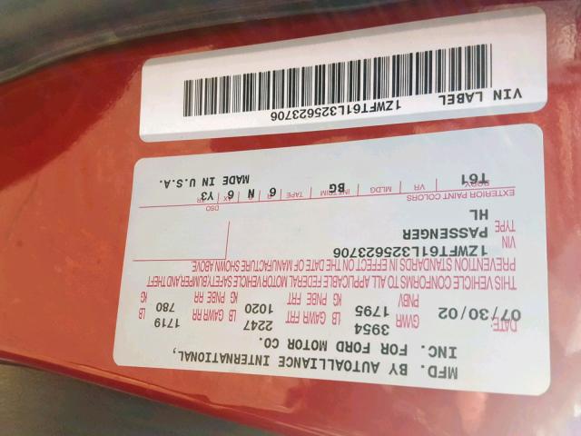 1ZWFT61L325623706 - 2002 MERCURY COUGAR V6 RED photo 10