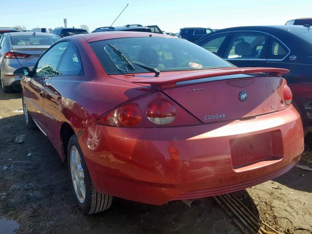 1ZWFT61L325623706 - 2002 MERCURY COUGAR V6 RED photo 3