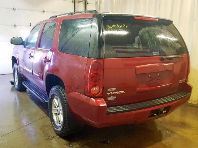 1GKFK13007R213157 - 2007 GMC YUKON MAROON photo 3