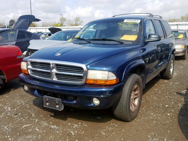 1B4HR48N92F113782 - 2002 DODGE DURANGO SL BLUE photo 2