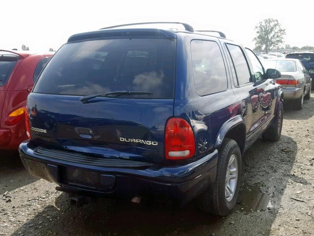 1B4HR48N92F113782 - 2002 DODGE DURANGO SL BLUE photo 4