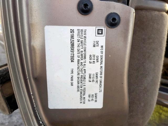 2G1WL52M6X9173934 - 1999 CHEVROLET LUMINA BAS 棕色 照片 10