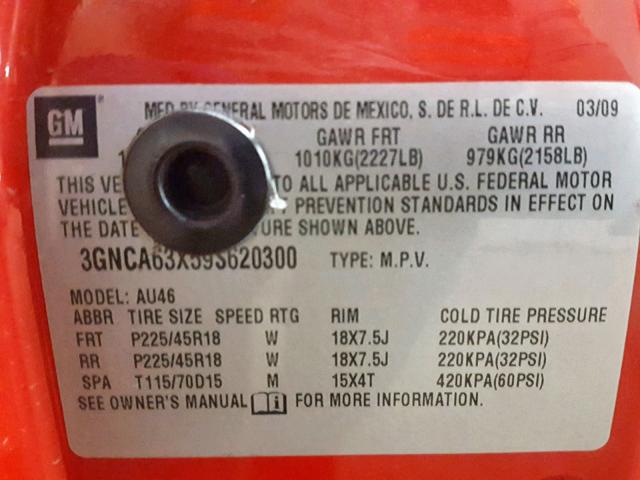 3GNCA63X59S620300 - 2009 CHEVROLET HHR SS RED photo 10