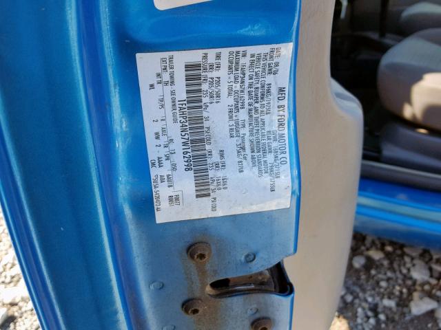 1FAHP34N57W162998 - 2007 FORD FOCUS ZX4 BLUE photo 10