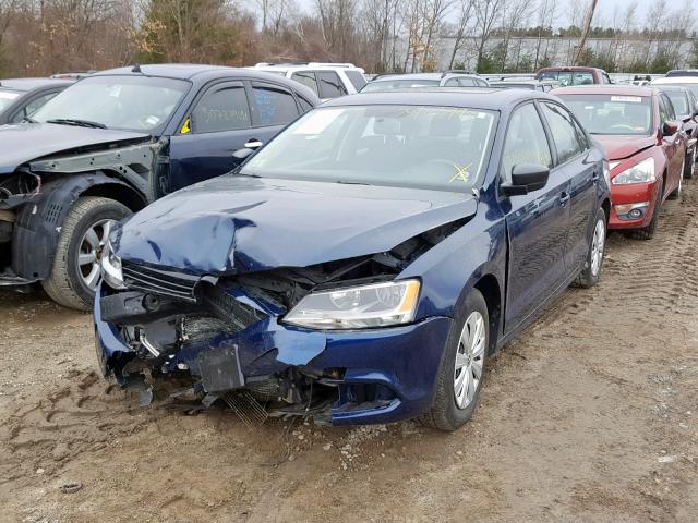 3VW2K7AJ2EM375778 - 2014 VOLKSWAGEN JETTA BASE BLUE photo 2