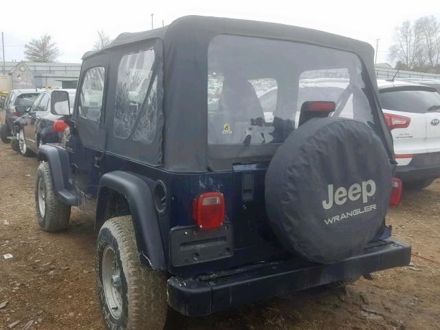 1J4FA29P1YP782969 - 2000 JEEP WRANGLER / BLUE photo 3