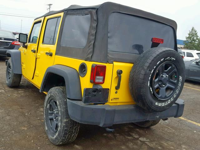 1C4BJWDG0FL626624 - 2015 JEEP WRANGLER U YELLOW photo 3