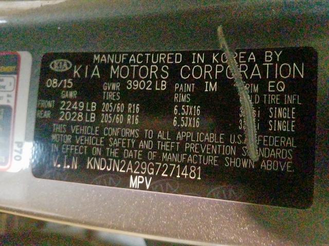 KNDJN2A29G7271481 - 2016 KIA SOUL  photo 10