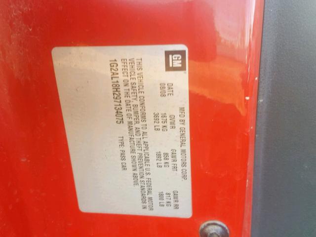 1G2AL18H297134075 - 2009 PONTIAC G5 RED photo 10