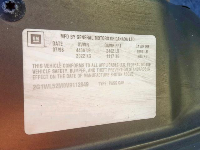 2G1WL52M0V9112849 - 1997 CHEVROLET LUMINA BAS Qəhvəyi foto 10