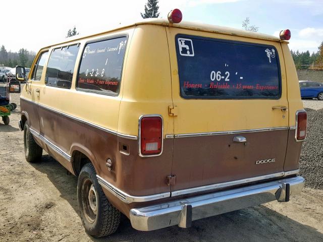 B22JE9X189383 - 1979 DODGE B100 BROWN photo 3