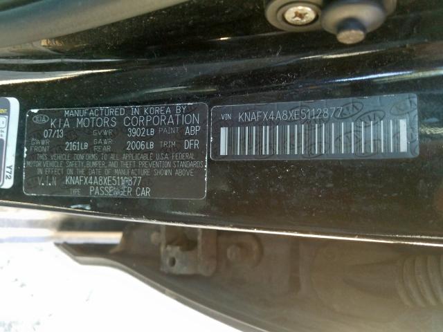 KNAFX4A8XE5112877 - 2014 KIA FORTE EX  photo 10