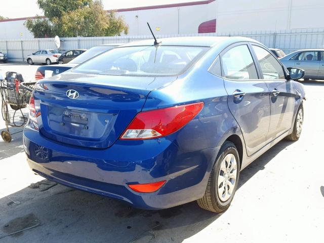 KMHCT4AEXFU896486 - 2015 HYUNDAI ACCENT BLUE photo 4