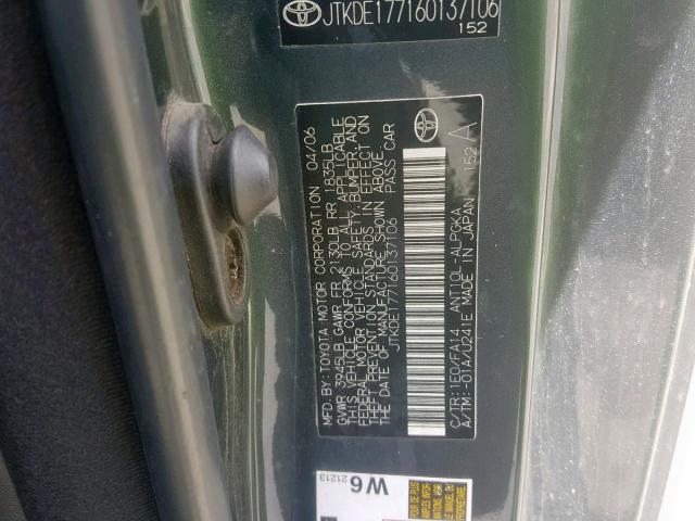 JTKDE177160137106 - 2006 TOYOTA SCION TC ლურჯი ფოტო 10