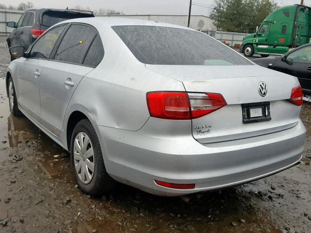 3VW2K7AJ5FM252557 - 2015 VOLKSWAGEN JETTA BASE GRAY photo 3