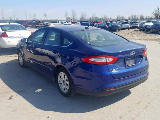 1FA6P0G77E5357815 - 2014 FORD FUSION S BLUE photo 3