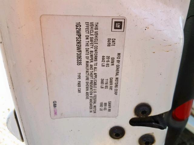 1G2WP52K9WF306335 - 1998 PONTIAC GRAND PRIX WHITE photo 10