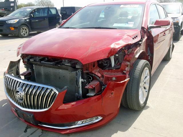 1G4GB5G34EF210283 - 2014 BUICK LACROSSE RED photo 2