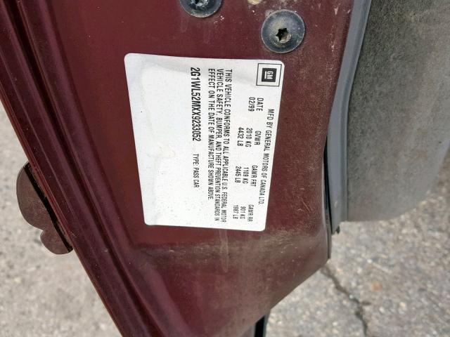 2G1WL52MXX9233052 - 1999 CHEVROLET LUMINA BAS 栗色 照片 10