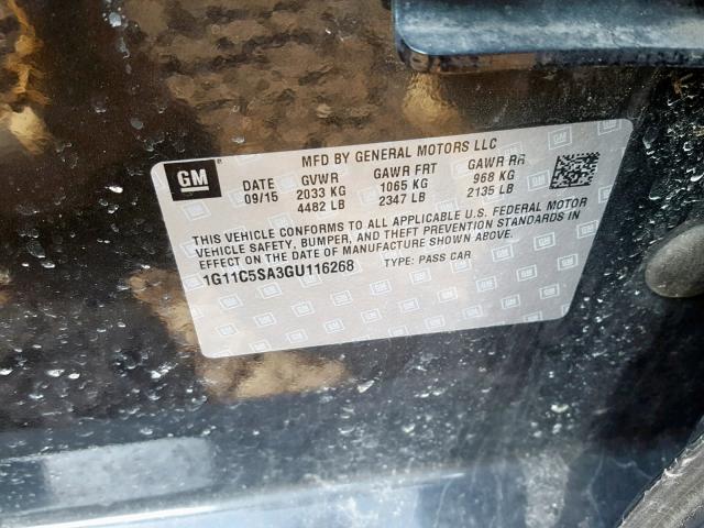 1G11C5SA3GU116268 - 2016 CHEVROLET MALIBU LIM 黑色 照片 10