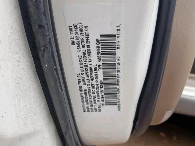 4S3BH675527630659 - 2002 SUBARU LEGACY OUT WHITE photo 10