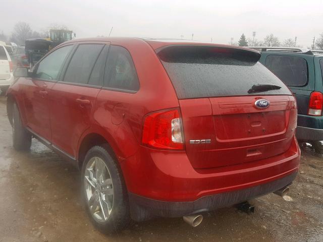 2FMDK3JC6DBA40198 - 2013 FORD EDGE SEL RED photo 3