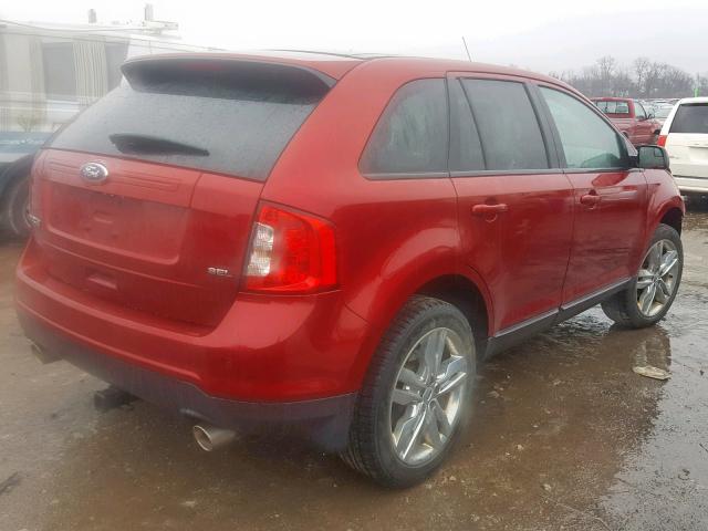 2FMDK3JC6DBA40198 - 2013 FORD EDGE SEL RED photo 4