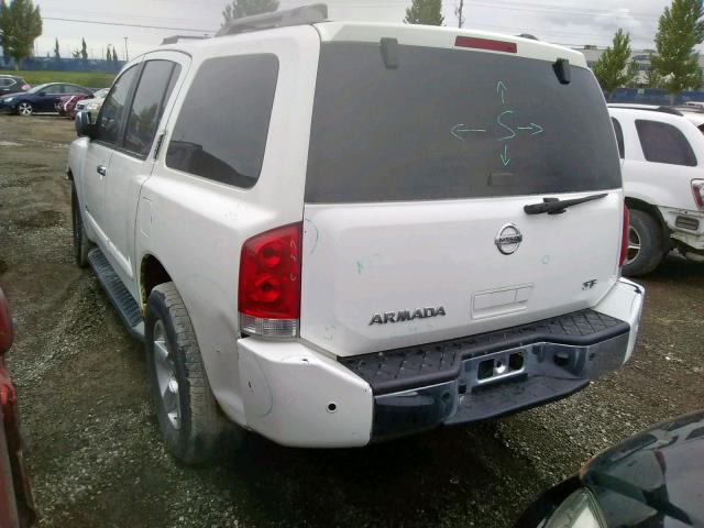 5N1AA08B75N737743 - 2005 NISSAN ARMADA SE WHITE photo 3