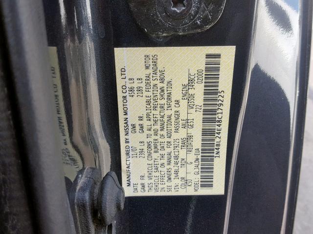 1N4BL24E48C179225 - 2008 NISSAN ALTIMA 3.5 GRAY photo 10