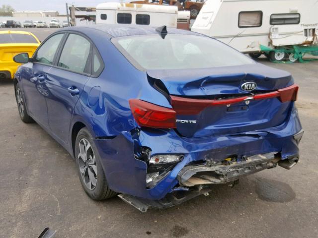 3KPF24AD5KE039089 - 2019 KIA FORTE FE BLUE photo 3