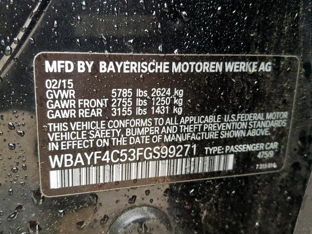 WBAYF4C53FGS99271 - 2015 BMW 740 LXI BLACK photo 10