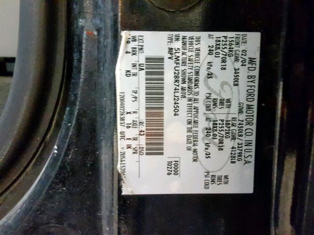 5LMFU28R74LJ24504 - 2004 LINCOLN NAVIGATOR Qara foto 10