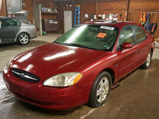 1FAFP56S12A235246 - 2002 FORD TAURUS SEL BURGUNDY photo 2