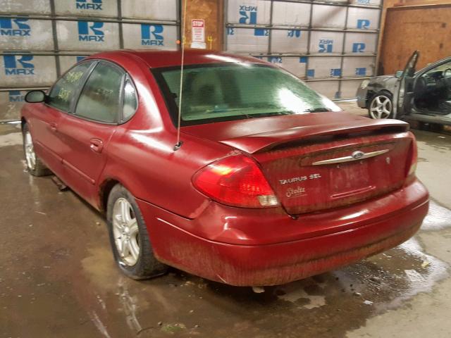 1FAFP56S12A235246 - 2002 FORD TAURUS SEL BURGUNDY photo 3