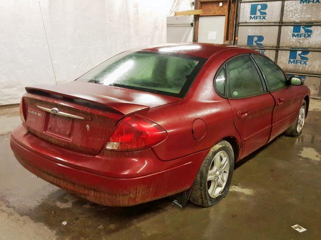 1FAFP56S12A235246 - 2002 FORD TAURUS SEL BURGUNDY photo 4