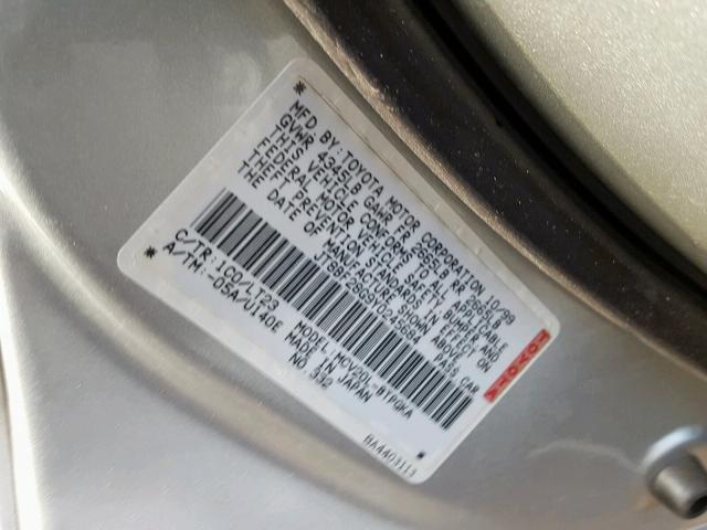 JT8BF28G9Y0245684 - 2000 LEXUS ES 300 SILVER photo 10