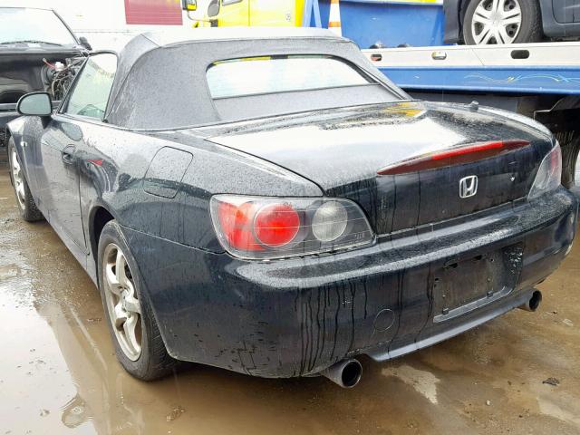 JHMAP11463T005406 - 2003 HONDA S2000 BLACK photo 3