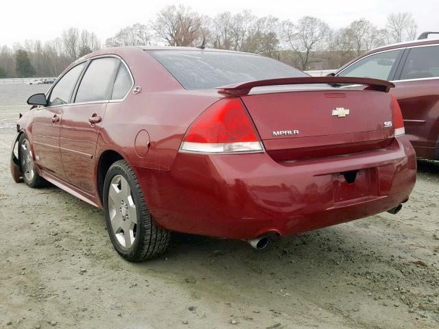 2G1WD57C691100139 - 2009 CHEVROLET IMPALA SS RED photo 3