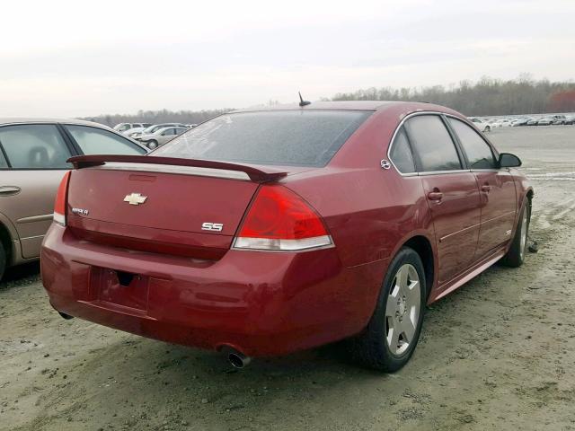 2G1WD57C691100139 - 2009 CHEVROLET IMPALA SS RED photo 4