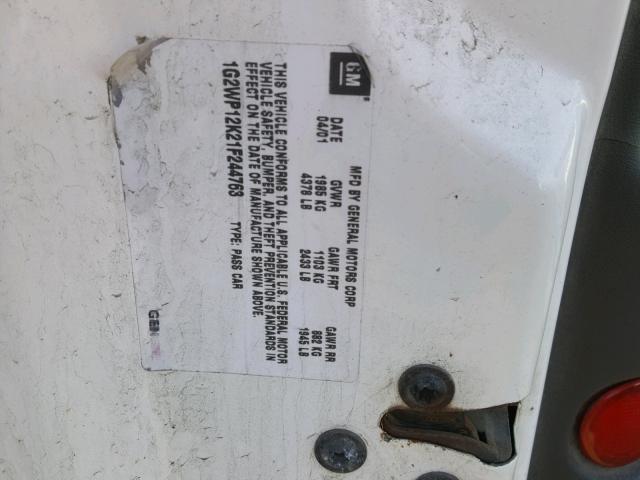 1G2WP12K21F244763 - 2001 PONTIAC GRAND PRIX 白色 照片 10