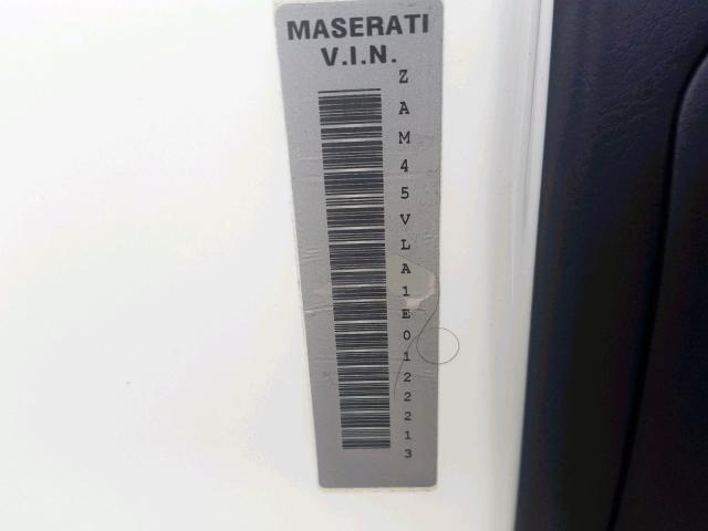 ZAM45VLA1E0122213 - 2014 MASERATI GRANTURISM WHITE photo 10