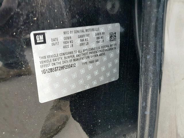 1G1ZB5ST2HF290412 - 2017 CHEVROLET MALIBU LS 黑色 照片 10